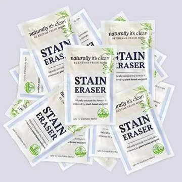 Naturally It's Clean Stain Eraser, Natural Enzymes Based/Biodegradable Instant Stain Removal, Spot Wipe Removes Wine, Coffee, Soda, Spills, Odor on Clothes, Bags, 60 Count (Pack of 1)