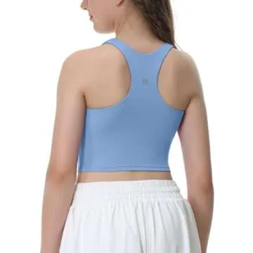 Ewedoos Girls Double Lined Crop Tank Tops for Active Girls