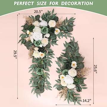 SOJOCK Wedding Arch Flowers Kit with White Fabric Drape