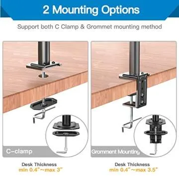 HUANUO Single Monitor Mount, Monitor Arm with Height Adjustable Stand for 13 to 32 inch Flat Curved Computer Screen, C Clamp Grommet Mounting Install, Monitor Desk Mount Holds Weight up to 17.6lbs