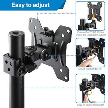 HUANUO Single Monitor Mount, Monitor Arm with Height Adjustable Stand for 13 to 32 inch Flat Curved Computer Screen, C Clamp Grommet Mounting Install, Monitor Desk Mount Holds Weight up to 17.6lbs
