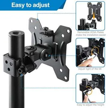 HUANUO Single Monitor Mount, Monitor Arm with Height Adjustable Stand for 13 to 32 inch Flat Curved Computer Screen, C Clamp Grommet Mounting Install, Monitor Desk Mount Holds Weight up to 17.6lbs