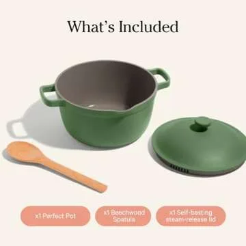 Our Place Perfect Pot - Mini 2.5 Qt Nonstick Ceramic Sauce Pan with Lid | Versatile Cookware for Stovetop and Oven | Steam, Bake, Braise, Roast | PTFE and PFOA-Free | Toxin-Free, Easy to Clean | Sage
