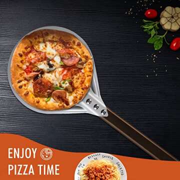 Pizza Turning Peel 8-inch Round Head Pizza Turner, Metal Pizza Peel with Ergonomic Design Handle, Lightweight Pizza Turner for Homemade Pizza Oven Accessories