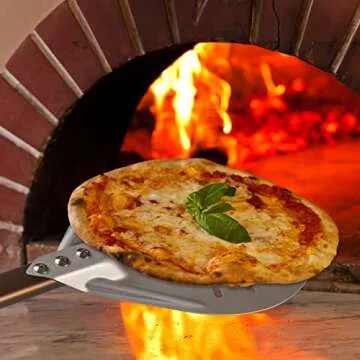 Pizza Turning Peel 8-inch Round Head Pizza Turner, Metal Pizza Peel with Ergonomic Design Handle, Lightweight Pizza Turner for Homemade Pizza Oven Accessories