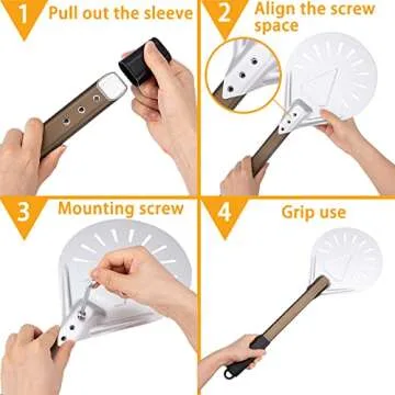 Pizza Turning Peel 8-inch Round Head Pizza Turner, Metal Pizza Peel with Ergonomic Design Handle, Lightweight Pizza Turner for Homemade Pizza Oven Accessories