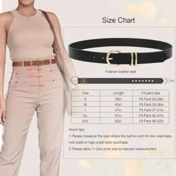 XZQTIVE 3 Pack Women Belts For Jeans Dresses Pants Ladies Leather Waist Belt with Gold Buckle