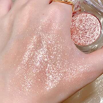 Erinde Shimmer Glitter Eyeshadow Palette, Korean Eye Glitter Makeup, Ultra-Blendable, Sparkle Silver...