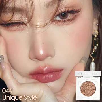 Erinde Shimmer Glitter Eyeshadow Palette, Korean Eye Glitter Makeup, Ultra-Blendable, Sparkle Silver Champagne Gold Eye Shadow, Single Shade Metallic Pigmented Color, 04#