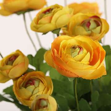 GLSATEMAN Artificial Silk Flowers Persian Buttercup Heavy Color Ranunculus Flower 5 Pcs,Suitable for...