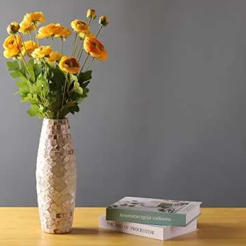 GLSATEMAN Artificial Silk Flowers Persian Buttercup Heavy Color Ranunculus Flower 5 Pcs,Suitable for core Decoration,Wedding Floral Creation,Flower Arrangement DIY Project,Interior Decor（Yellow）