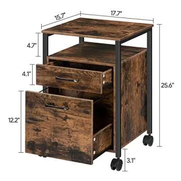 ALLOSWELL Rolling File Cabinet - Mobile Office Organizer