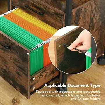 ALLOSWELL Rolling File Cabinet - Mobile Office Organizer