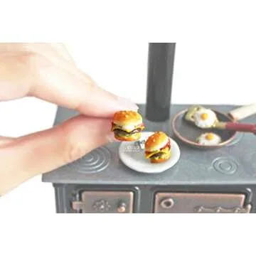 Burger Stud Earrings Miniature Food Jewelry Unique Barbecue Handmade Gifts | La Nostalgie