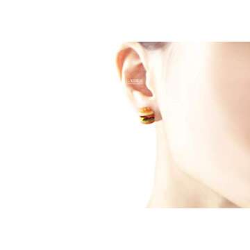 Burger Stud Earrings Miniature Food Jewelry Unique Barbecue Handmade Gifts | La Nostalgie
