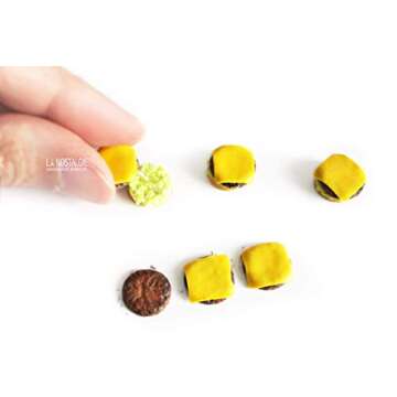 Burger Stud Earrings Miniature Food Jewelry Unique Barbecue Handmade Gifts | La Nostalgie