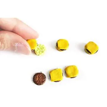 Burger Stud Earrings Miniature Food Jewelry Unique Barbecue Handmade Gifts | La Nostalgie