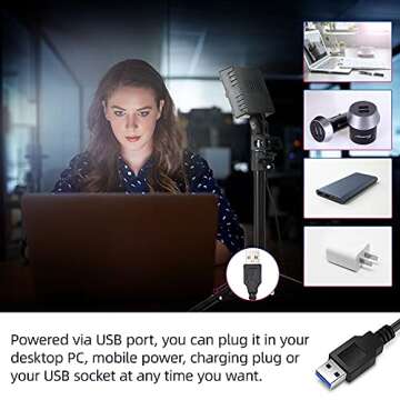 RGB Photography Lighting,USB Powered 2600K-6000K LED Tabletop Light with Stand, for Zoom Calls Video Conference Webcam Meeting Tiktok Game Streaming YouTube Photo Video Studio Shooting （2 Packs