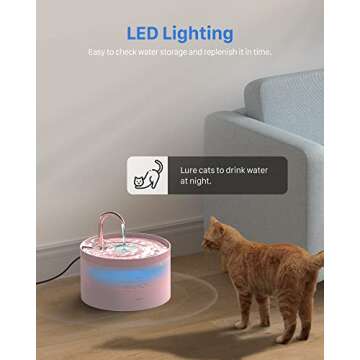 Cat Water Fountain Pink for Drinking: 67oz/2L Cat Fountain - Cute Pet Water Fountain for Cats Inside - Quiet Cat Drinking Fountain - Faucet Pet Fountain - Suitable for Kitty & Kitten - GIOTOHUN