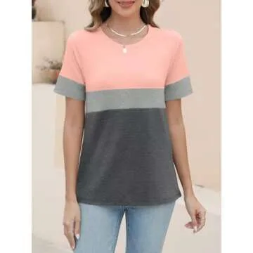 Stylish ORANDESIGNE Women’s Color Block Summer T-Shirt