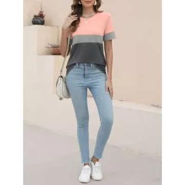 Stylish ORANDESIGNE Women’s Color Block Summer T-Shirt