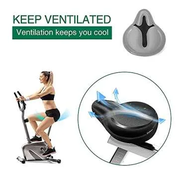 ANZOME Bike Seat Cushion, Wide Gel Bike Seat Cover, Bike Seat Cushion for Women Men Comfort - Fits for Cruiser, Spin, Exercise Bikes and Sunny Health & Fitness Air Bike(New)