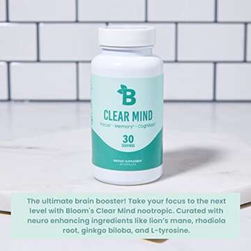 Bloom Nutrition Clear Mind Brain Booster Supplement Capsules