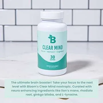 Bloom Nutrition Clear Mind Brain Booster Supplement Capsules