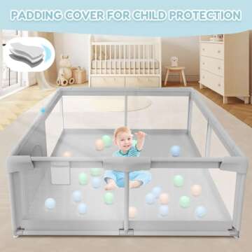 Besuhot Baby Playpen Baby Playard, Playpen for Babies and Toddlers with Gate, 50x50 Baby Fence, Stur...
