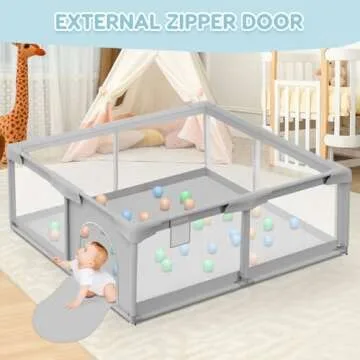 Besuhot Baby Playpen Baby Playard, Playpen for Babies and Toddlers with Gate, 50x50 Baby Fence, Sturdy Safety Playpen, Indoor & Outdoor Kids Activity Center