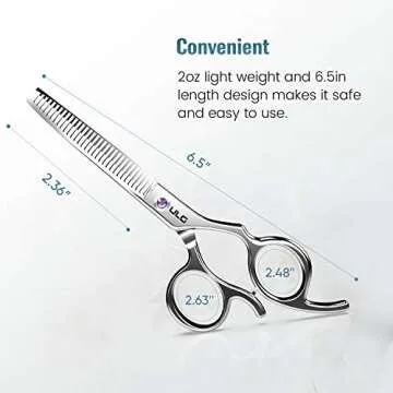 ULG Hair Thinning Scissors Haircut Shears Professional Barber Hair Cutting Trimming Razor Edge Teeth Blending Scissor Japanese Stainless Steel 6.5 inch for Hairdressing Texturizing, Home Salon Purple