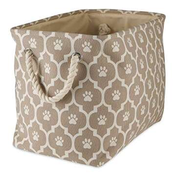 Bone Dry 6192 Pet Storage Collection Lattice Paw Print, Medium Rectangle, Stone