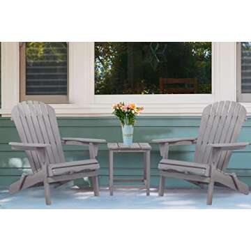 Outdoor Wooden Folding Adirondack Chair Set of 2 with Pre-Assembled BackRest, Wood Patio Chair for Garden Backyard Porch Pool Deck Firepit