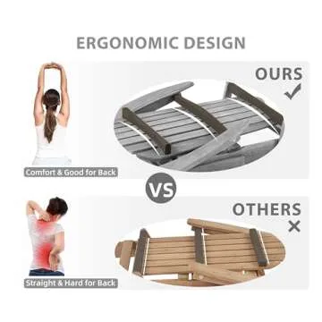 Outdoor Wooden Folding Adirondack Chair Set of 2 with Pre-Assembled BackRest, Wood Patio Chair for Garden Backyard Porch Pool Deck Firepit