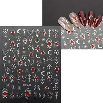 JMEOWIO 9 Sheets Moon Star Nail Art Stickers Decals Self-Adhesive Pegatinas Uñas Sun Nail Supplies Nail Art Design Decoration Accessories