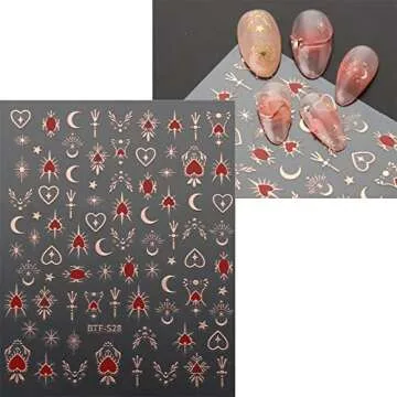 JMEOWIO 9 Sheets Moon Star Nail Art Stickers Decals Self-Adhesive Pegatinas Uñas Sun Nail Supplies Nail Art Design Decoration Accessories