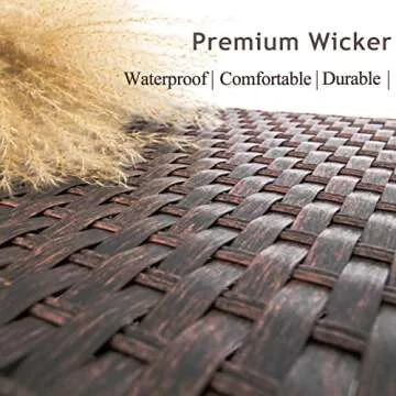 Outdoor Coffee Table for Patio Table Wicker Patio Coffee Table Lawn Garden Rattan Small Coffee Table with Glass Top All-Weather, 25.2in Mixed Brown