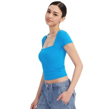 PUMIEY Women's Square Neck Tops for Ultimate Style and Comfort