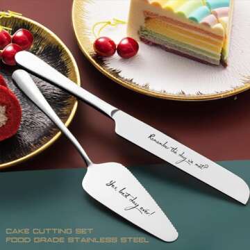 Yeegook Wedding Gifts Set with Champagne Flutes and Cake Cutter