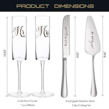 Yeegook Wedding Gifts Set with Champagne Flutes and Cake Cutter