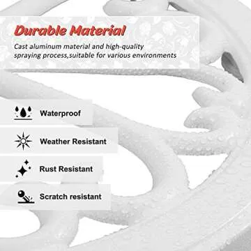 HOMEFUN Outdoor Bench, Patio Garden Benches Metal Loveseat White Cast-Aluminum Outside Furniture for Park Lawn Front Porch