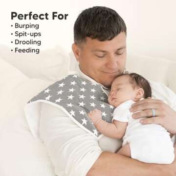 Organic Burp Cloths for Baby Boys and Girls - 5-Pack Super Absorbent Burping Cloth, Burp Clothes, Soft & Plush, Newborn Milk Spit Up Rags, Burpy Cloth Bib for Unisex, Burping Rags(Grayscape)