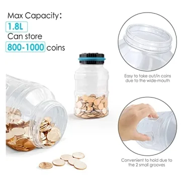 Vcertcpl Digital Coin Counting Piggy Bank 1.8L Capacity