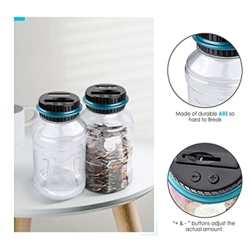 Vcertcpl Digital Coin Counting Piggy Bank 1.8L Capacity