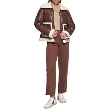 Levi's Women's Breanna Fur Puffer Jacket (Standard & Plus Sizes), Brown Faux Leather Sherpa Pocket, Small