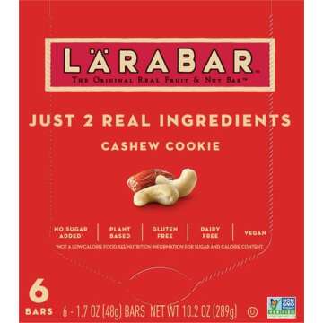 Larabar Cashew Cookie Bars - Healthy Gluten Free Vegan Fruit & Nut Snack, 1.7 oz - 6 Ct