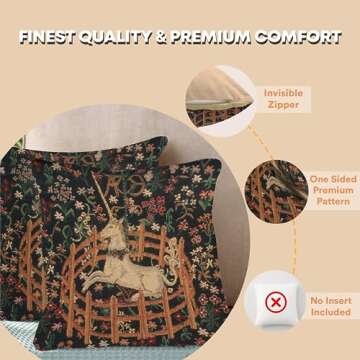 Charlotte Home Furnishings Couch Pillow Covers 16X16 in, Unicorn Decorative Throw Pillow Covers, Bel...