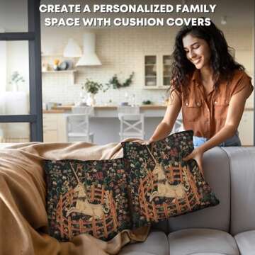 Charlotte Home Furnishings Couch Pillow Covers 16X16 in, Unicorn Decorative Throw Pillow Covers, Belgian Square Tapestry Cushion Case, Living Room Bed Sofa Home Decor, Soft Cotton Jacquard Woven