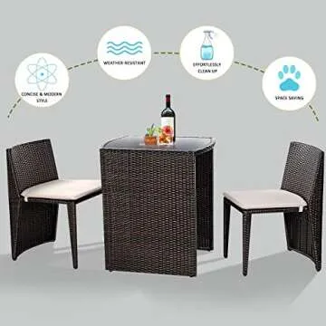 Giantex 3 PCS Wicker Patio Set for Small Spaces