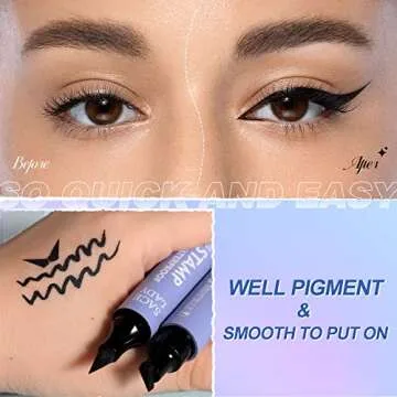 SACE LADY Eyeliner Stamp, Black Cat Eye Liner Make Up Waterproof Long Lasting Smudge-Proof High Pigmented Natural Eyes Makeup